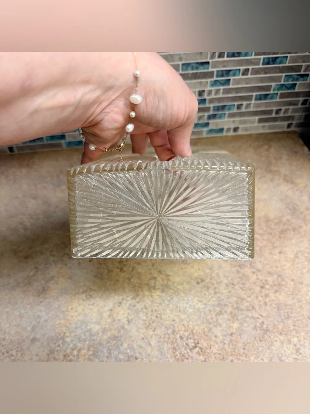 Vintage Celebrity Starburst clear Acrylic tissue cover